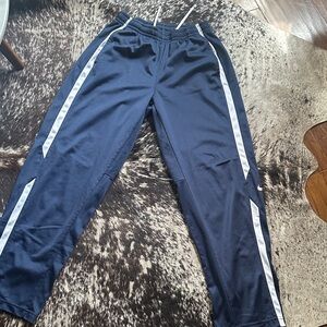 Navy Blue Track Pants with White Stripes by Nike size M